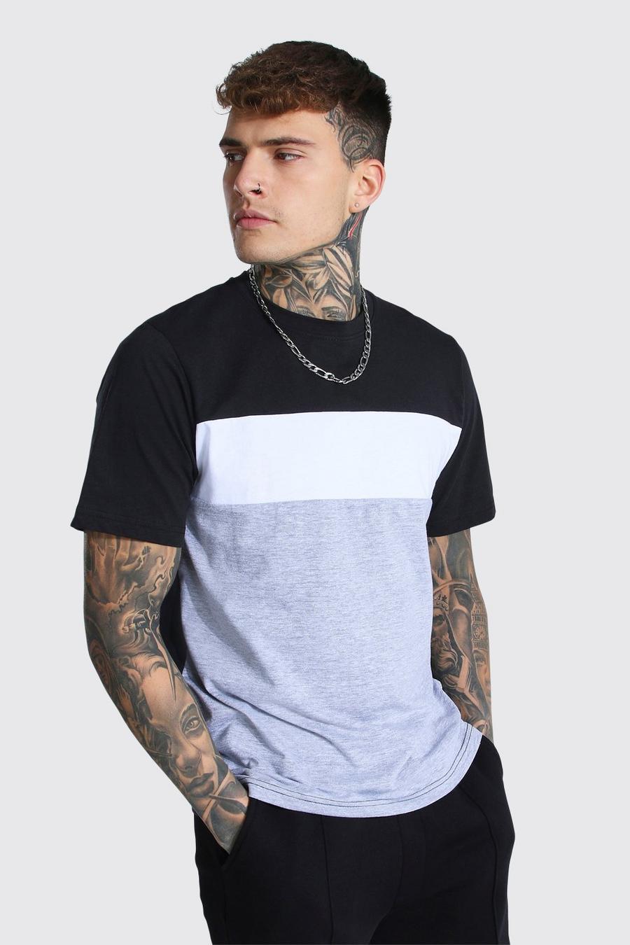 T-shirt a blocchi di colore, Bianco image number 1