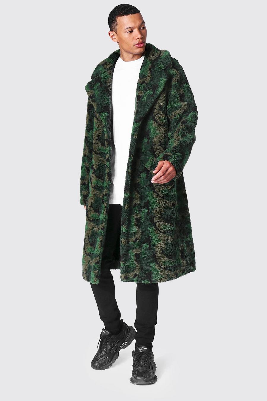 Tall - Manteau long en polaire effet camouflage, Camo image number 1