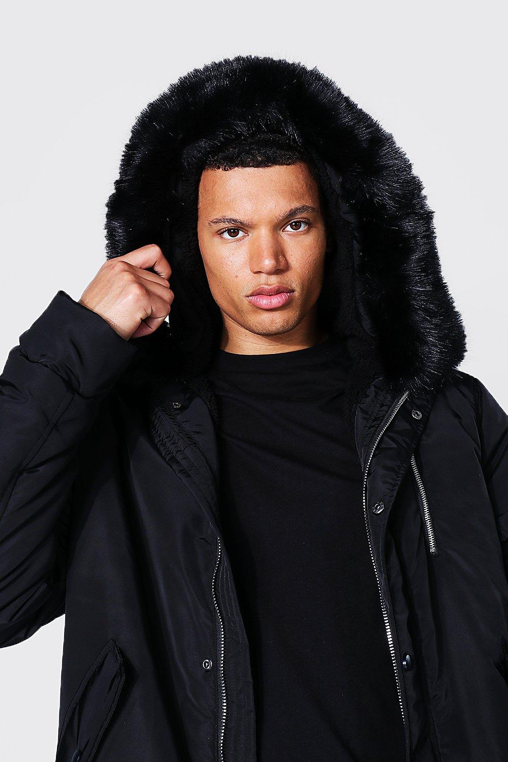 Tall Ma1 Parka With Faux Fur Hood boohoo UK