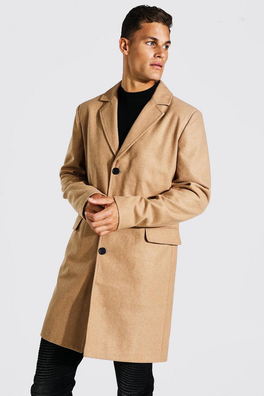 Camel Tall Single Breasted Wool Mix Overcoat image number 1