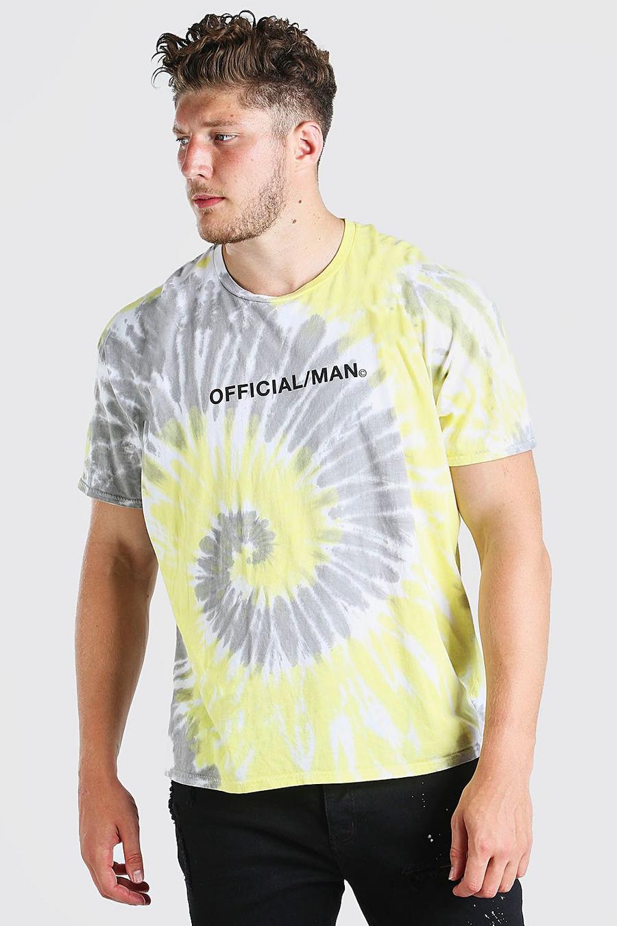 Camiseta desteñida “MAN” con estampado Big And Tall, Amarillo image number 1