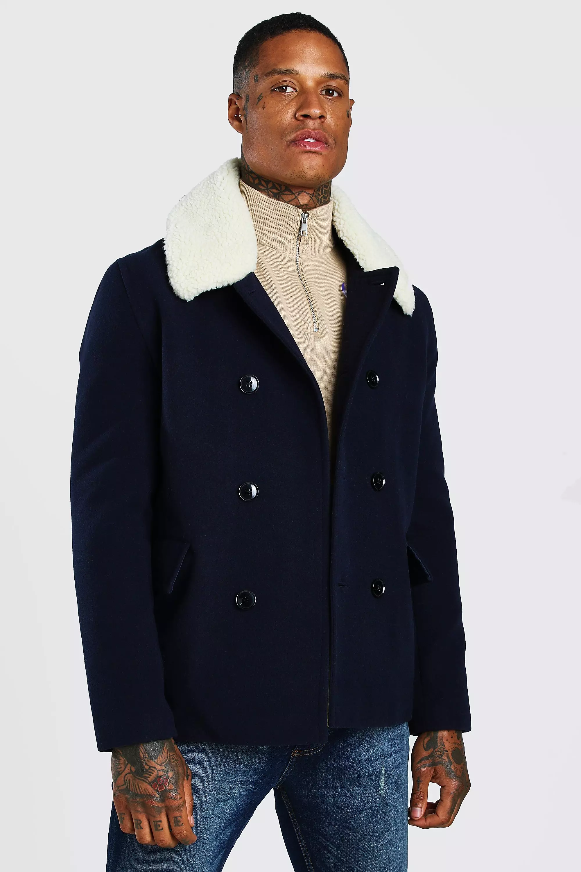 Boohoo peacoat cheap