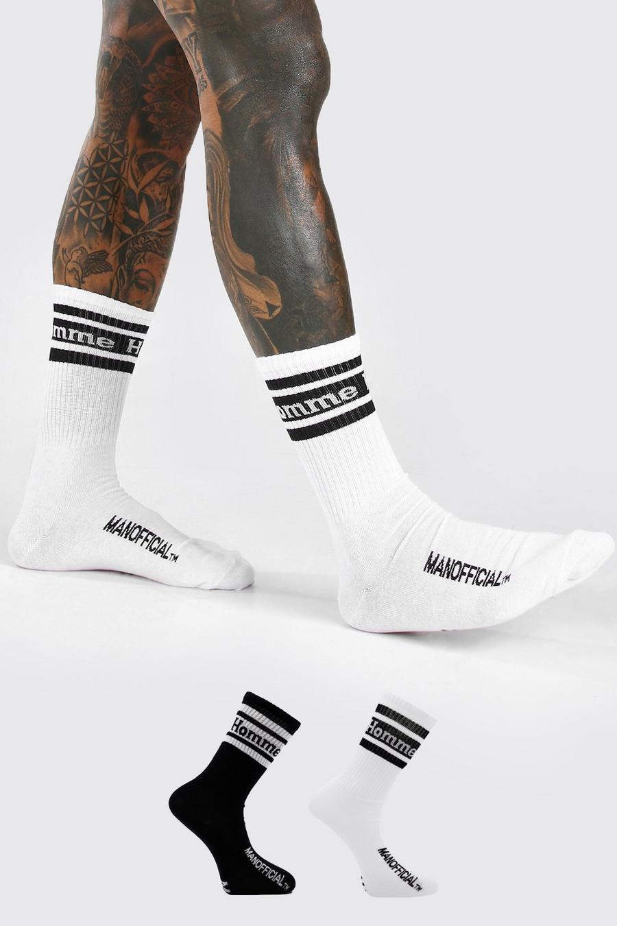 Socken mit „Homme“-Print, 2er-Pack, Mehrfarbig image number 1