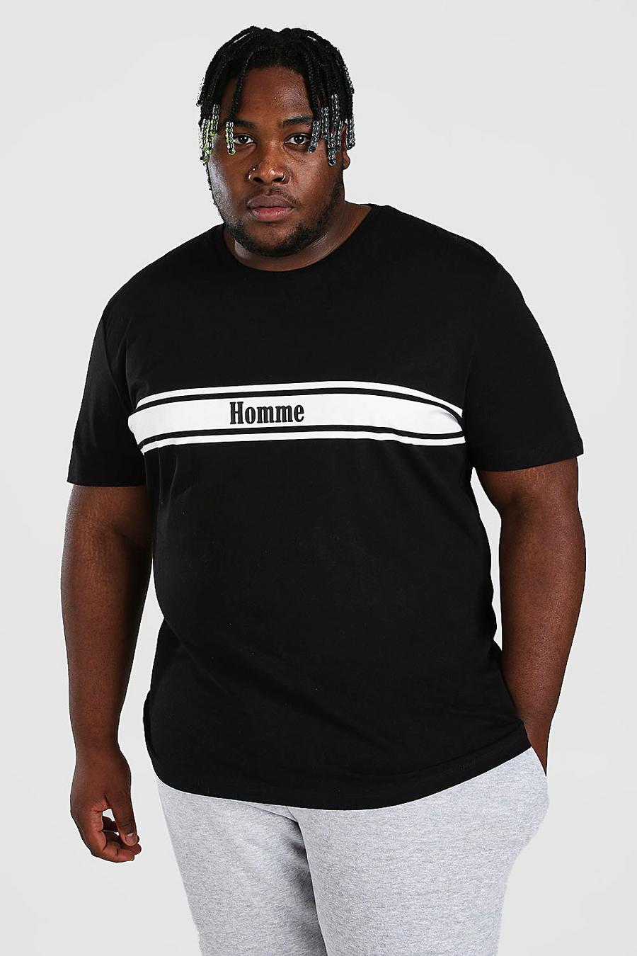 Big & Tall T-Shirt mit „Homme“-Print, Schwarz image number 1