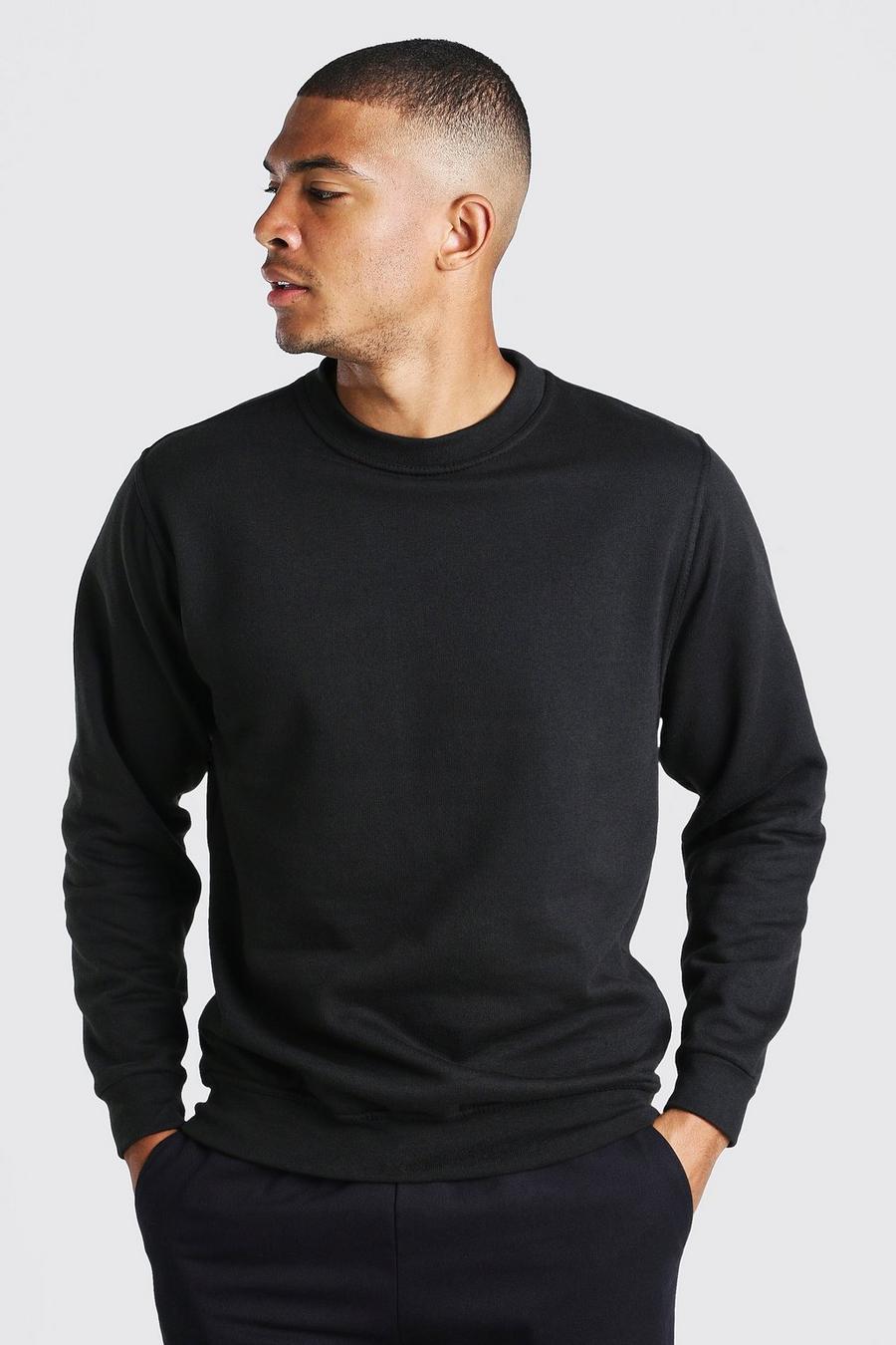 Black Basic sweatshirt med rund hals image number 1
