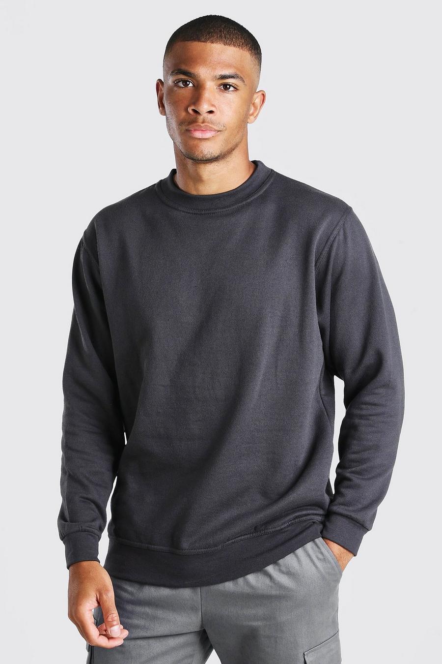 Charcoal Basic sweatshirt med rund hals image number 1