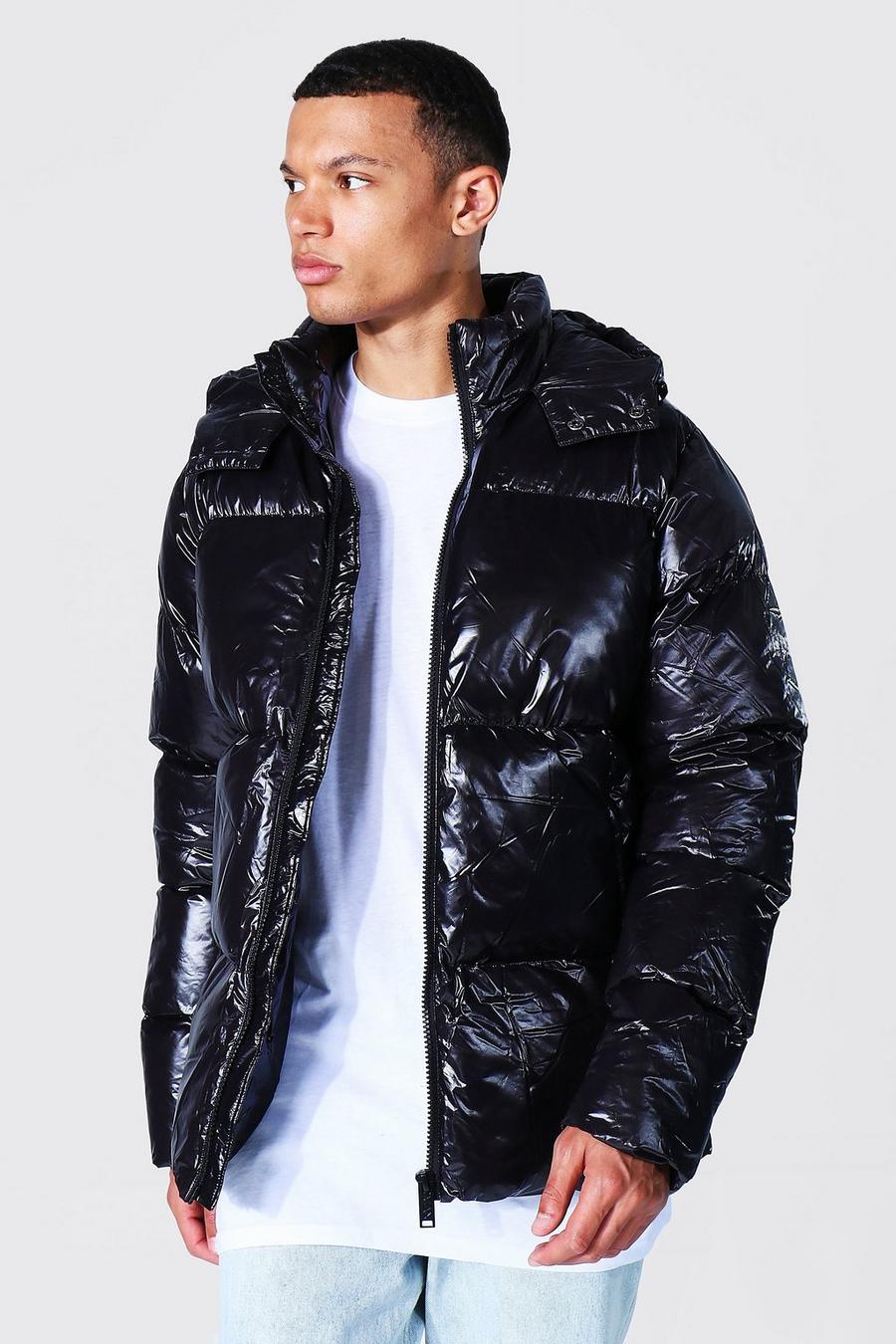 Black Tall High Shine Puffer image number 1