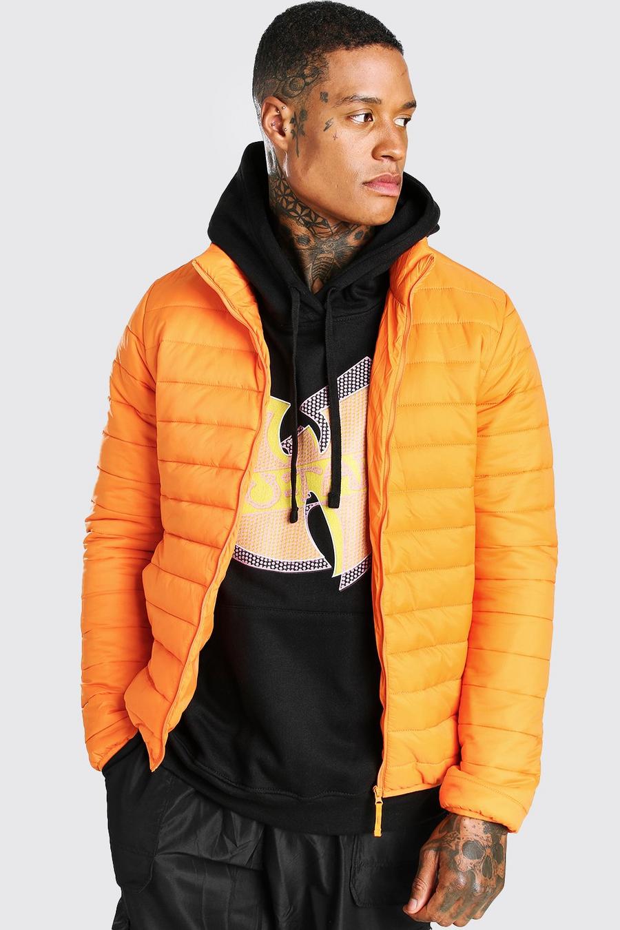 Orange Foldaway Padded Jacket With Bag image number 1