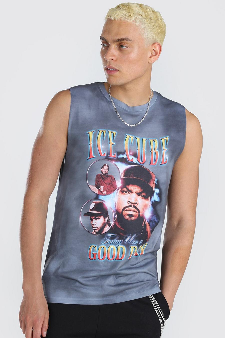 Houtskool tie-dye Ice Cube licentie-tanktop met laag uitgesneden armsgaten image number 1