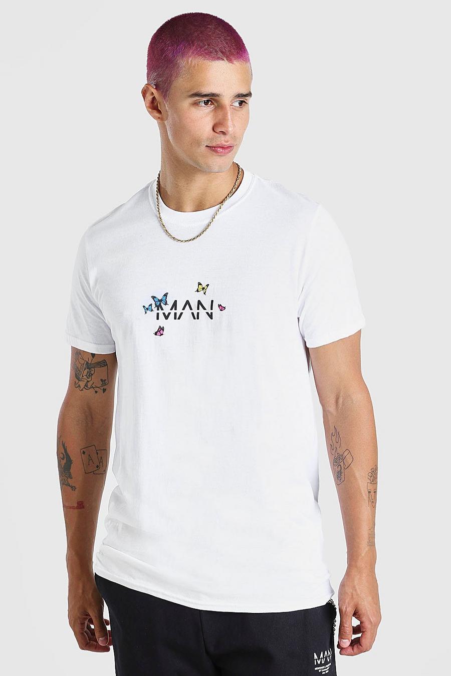 T-shirt con stampa di farfalle Original MAN, Bianco image number 1