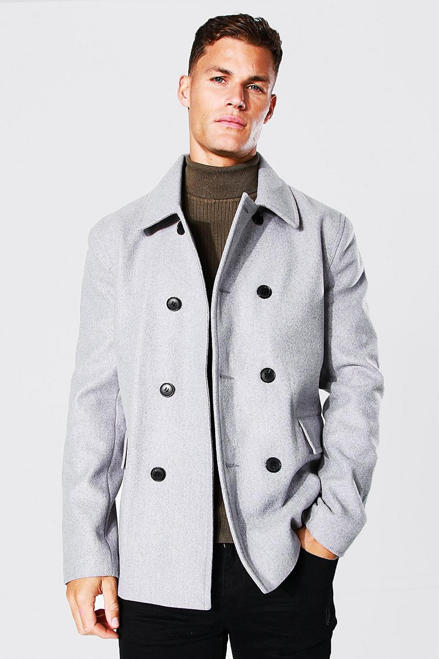 Grey Tall Wool Look Pea Coat image number 1