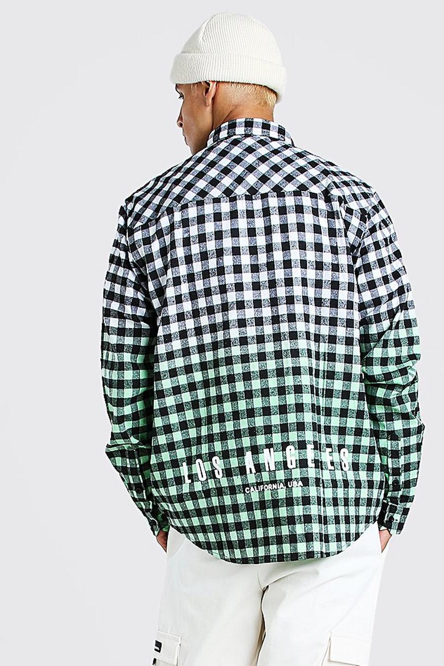 Green Los Angeles Hem Print Ombre Check Shirt image number 1