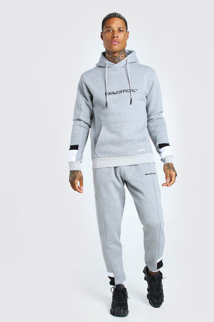 Grey marl Man Official Colour Block Tracksuit image number 1
