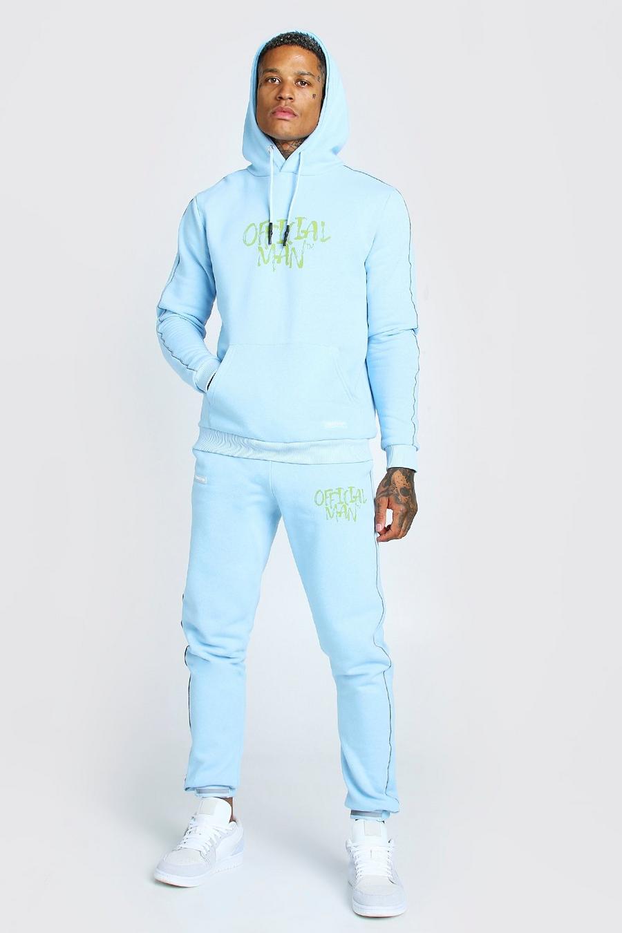 Blue Official Man Graffiti Print Tracksuit image number 1