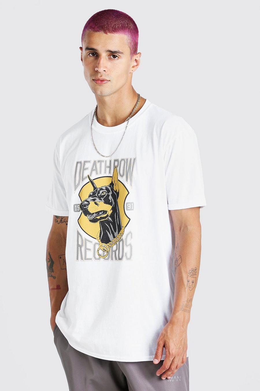 White Oversized Death Row Dog Print License T-Shirt image number 1