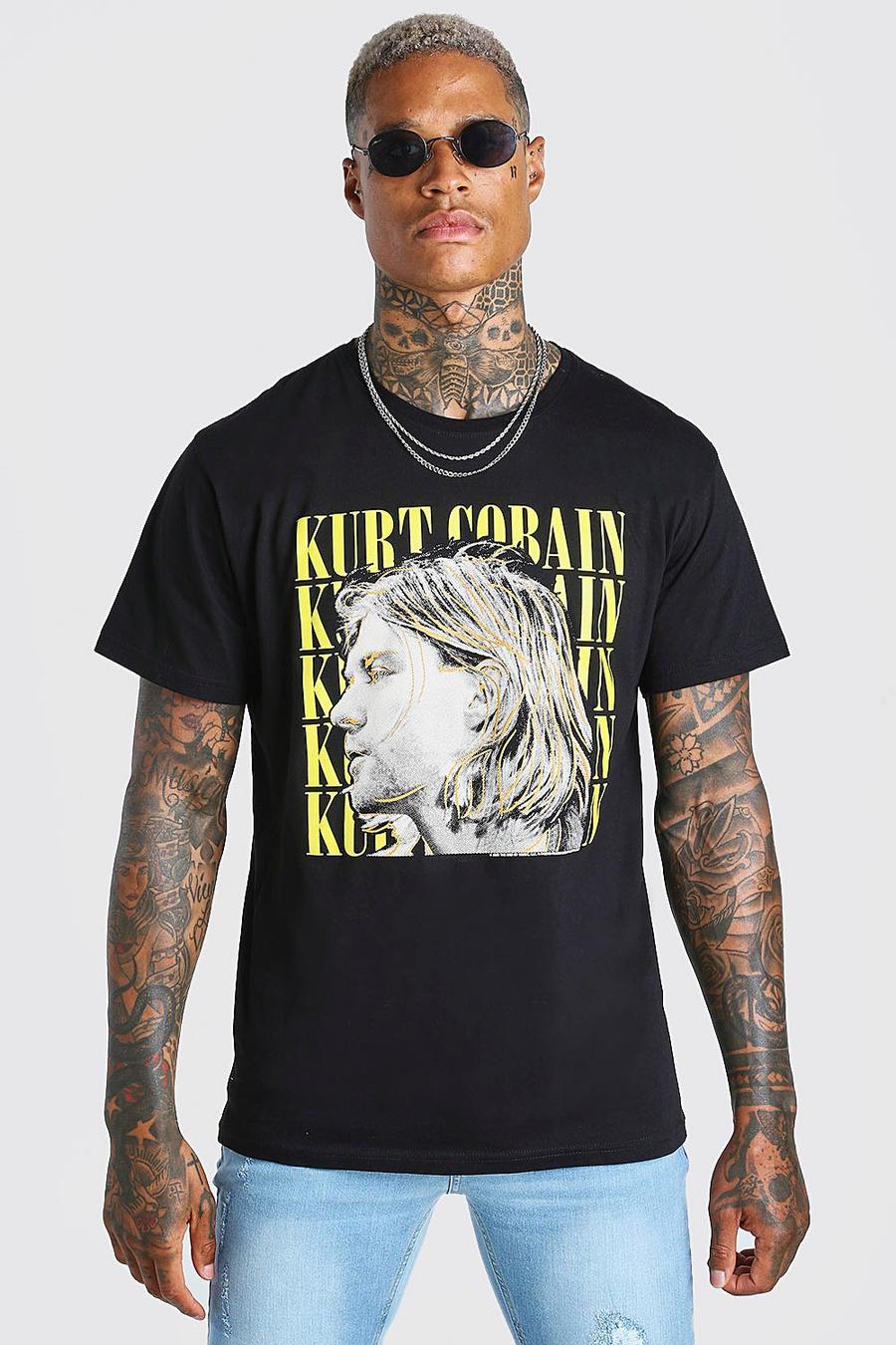 Black Oversize t-shirt med Kurt Cobain-tryck image number 1