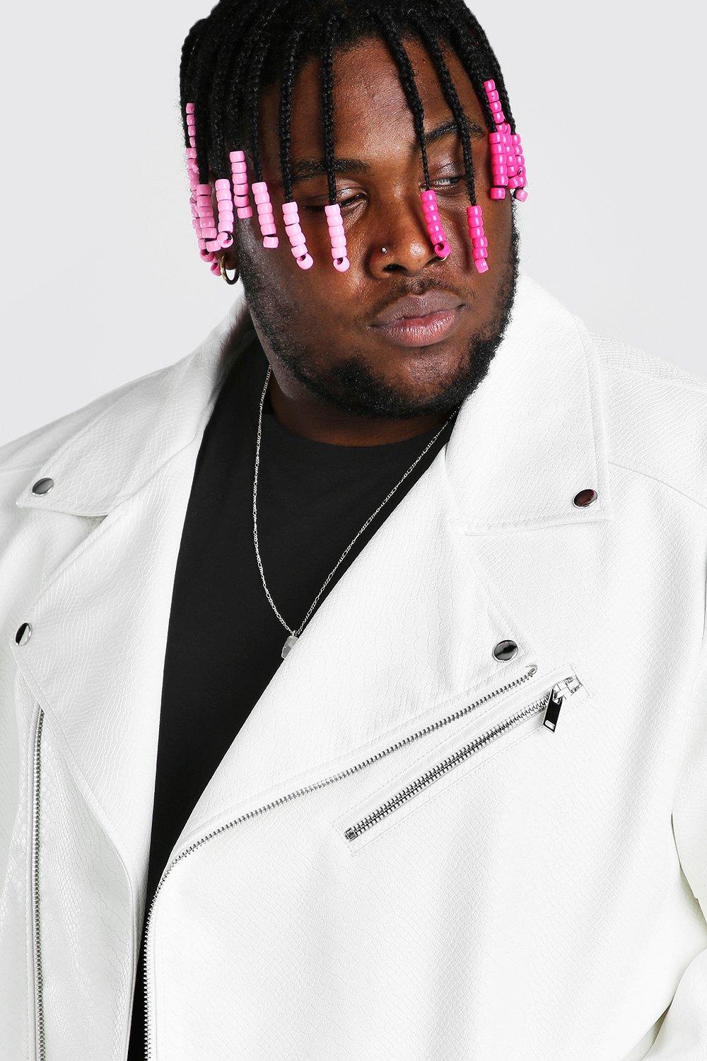 Plus size white leather jacket sale