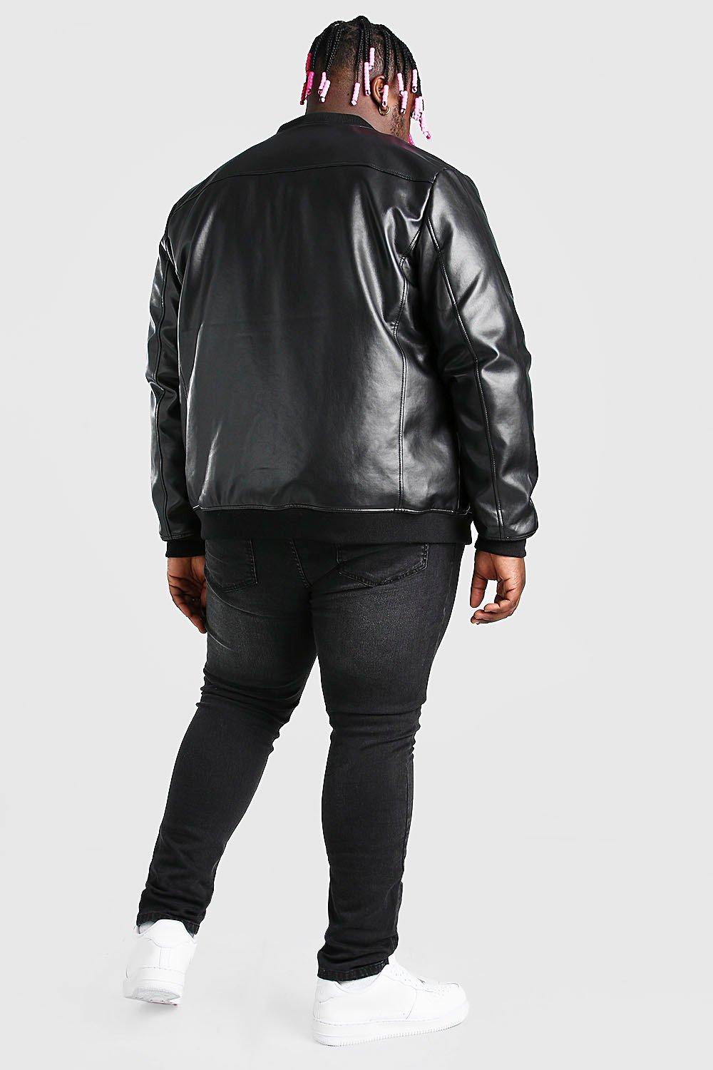 plus size leather bomber