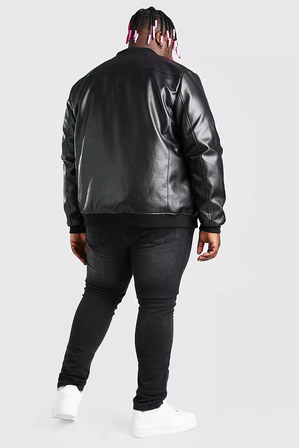 Plus size hotsell leather bomber jacket