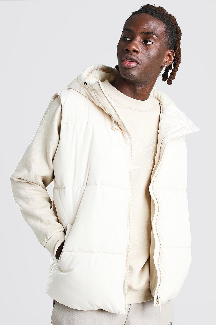 Off white Hooded Toggle Detail Gilet image number 1