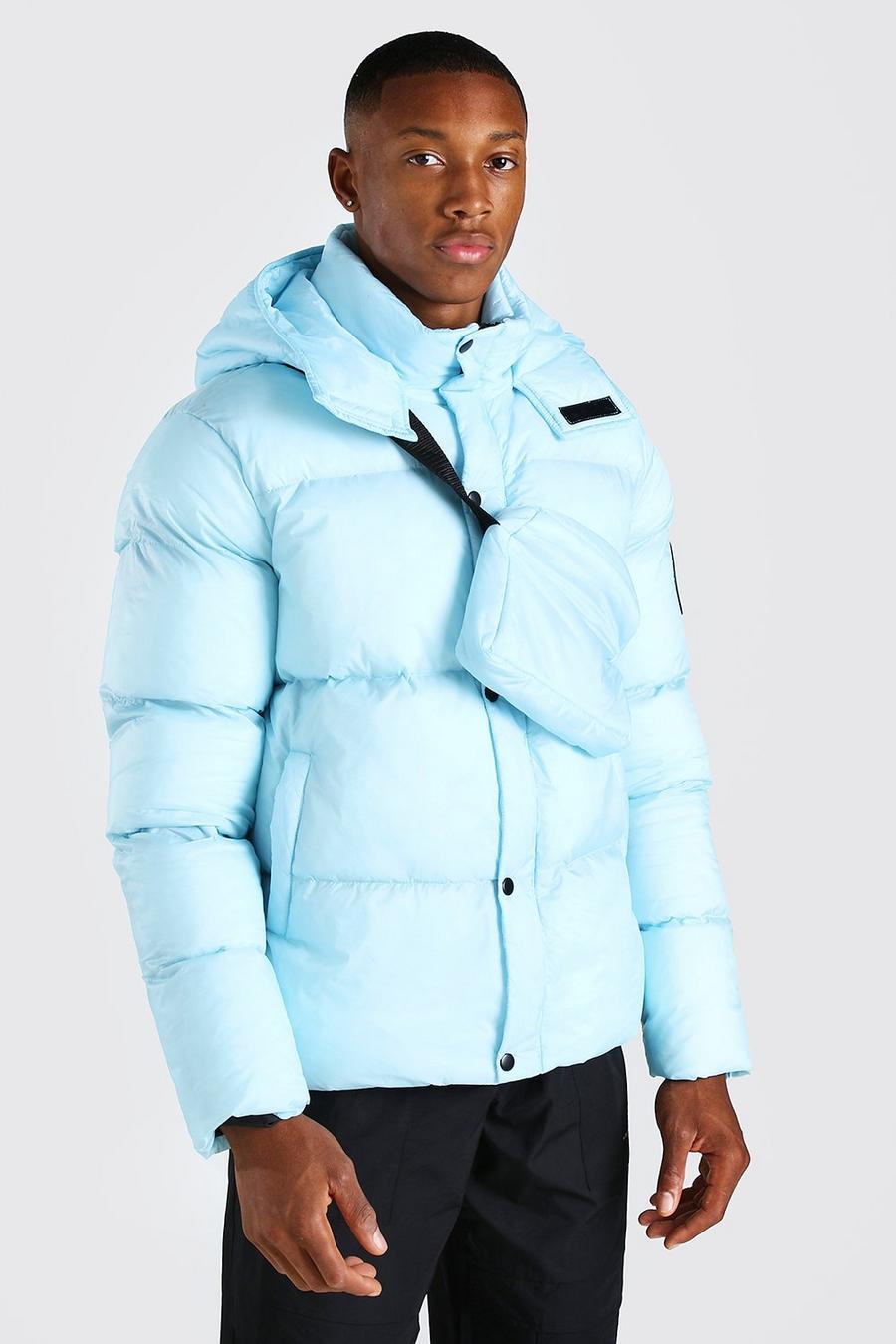 Light blue 2 In 1 Hooded Puffer With Detachable Xbody Bag image number 1