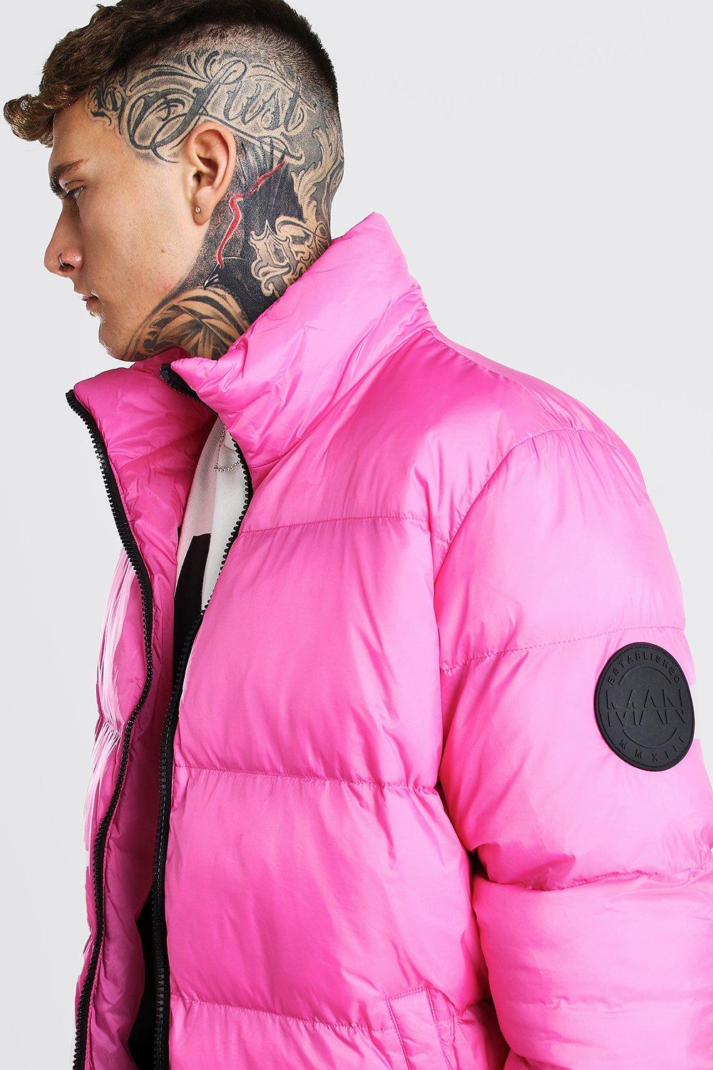 oversized curved hem puffer