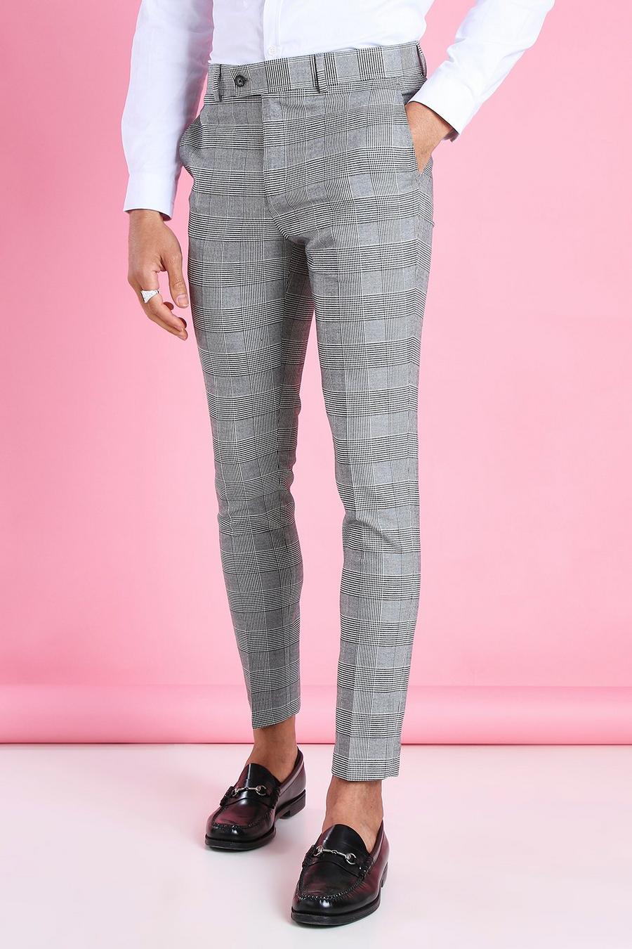 Black Super Skinny Prince Of Wales Check Trousers image number 1