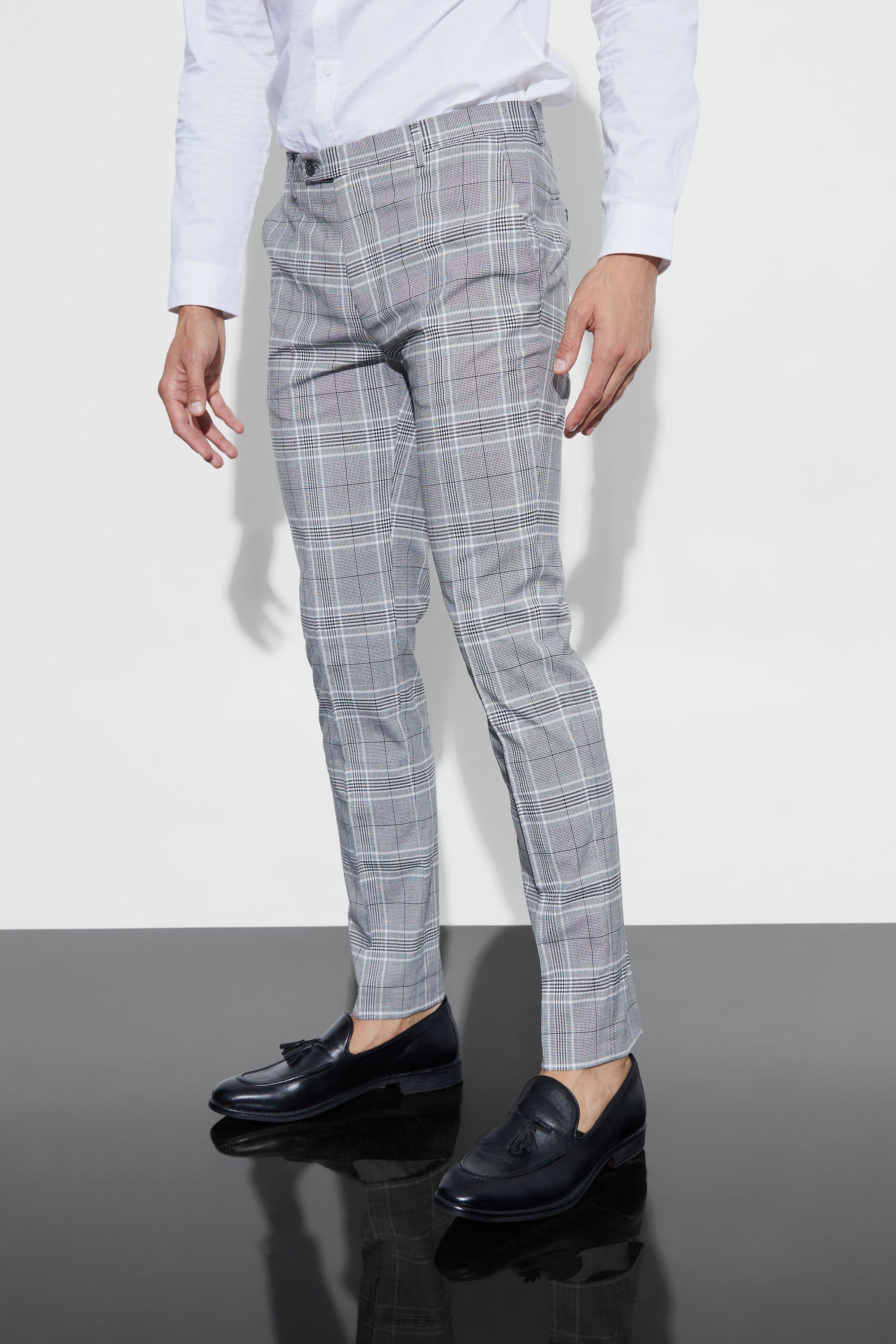 Skinny Tapered Smart Check Pants With 