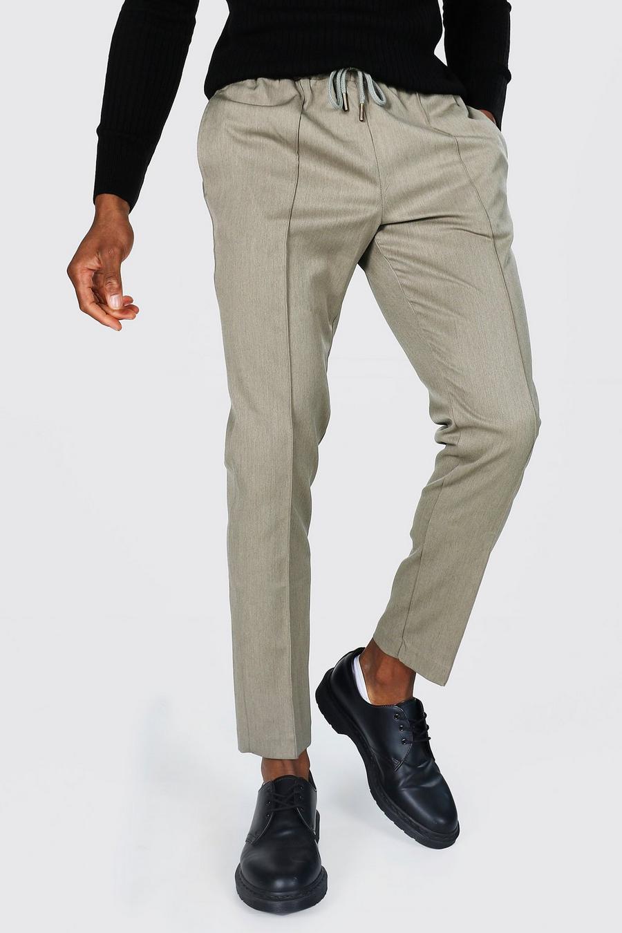 Pantaloni tuta skinny formali con nervature, Écru image number 1