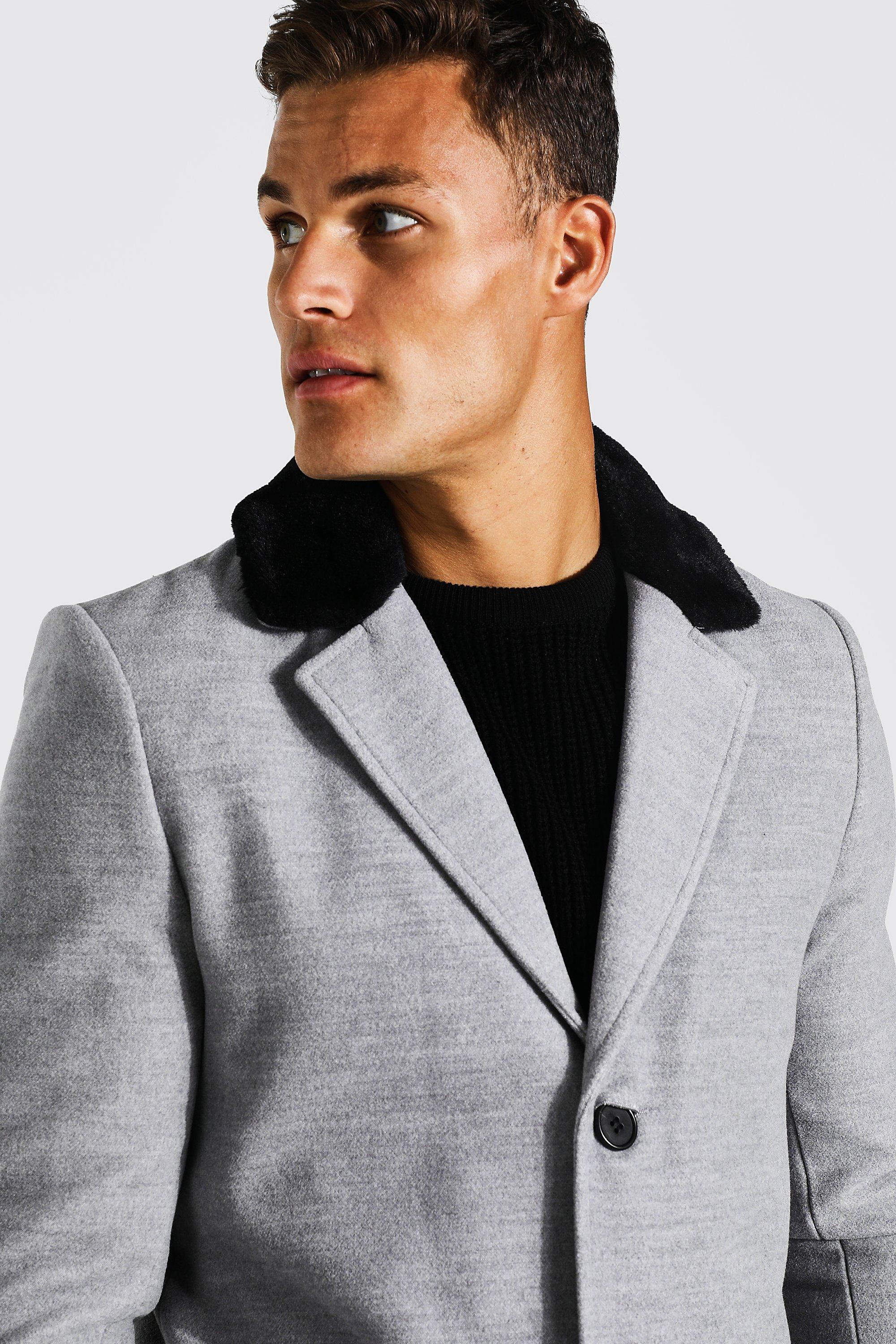 Mens overcoat clearance with velvet collar