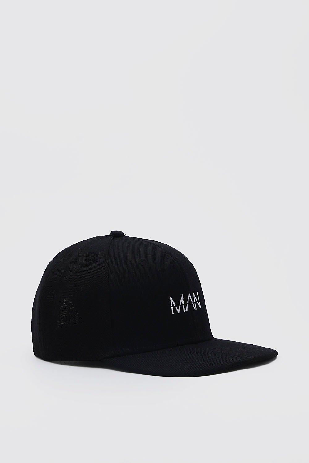 black flat peak cap