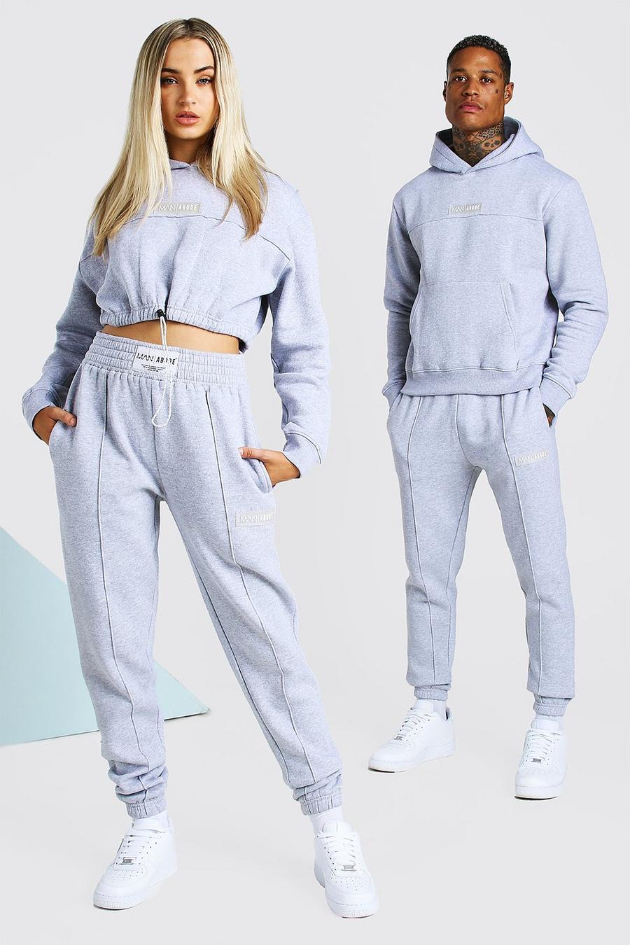 Grey marl ABODE Hers Cropped Tracksuit With Woven Tab image number 1