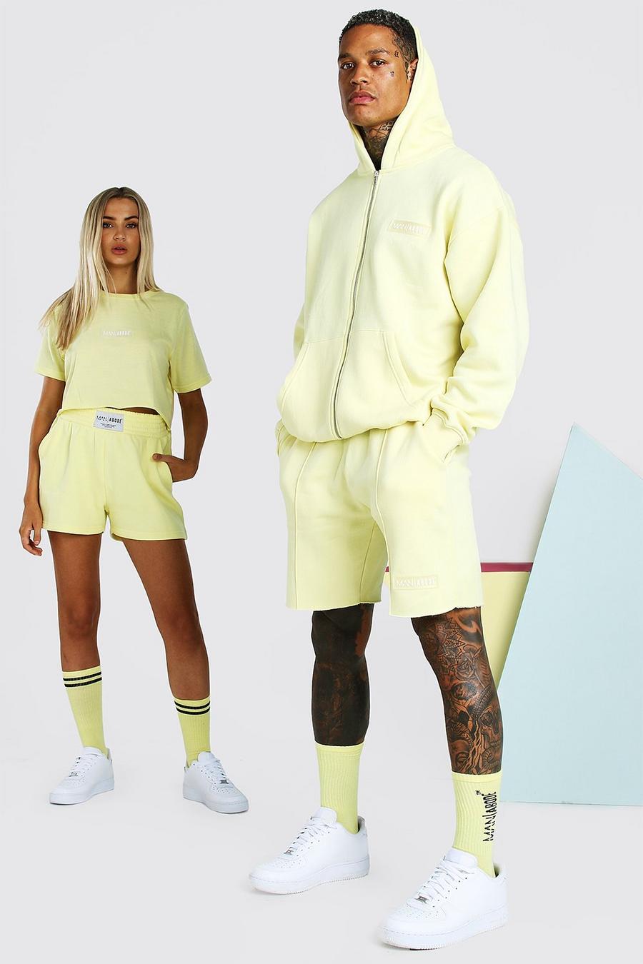 Yellow ABODE His Zip Through Hooded Short Tracksuit image number 1