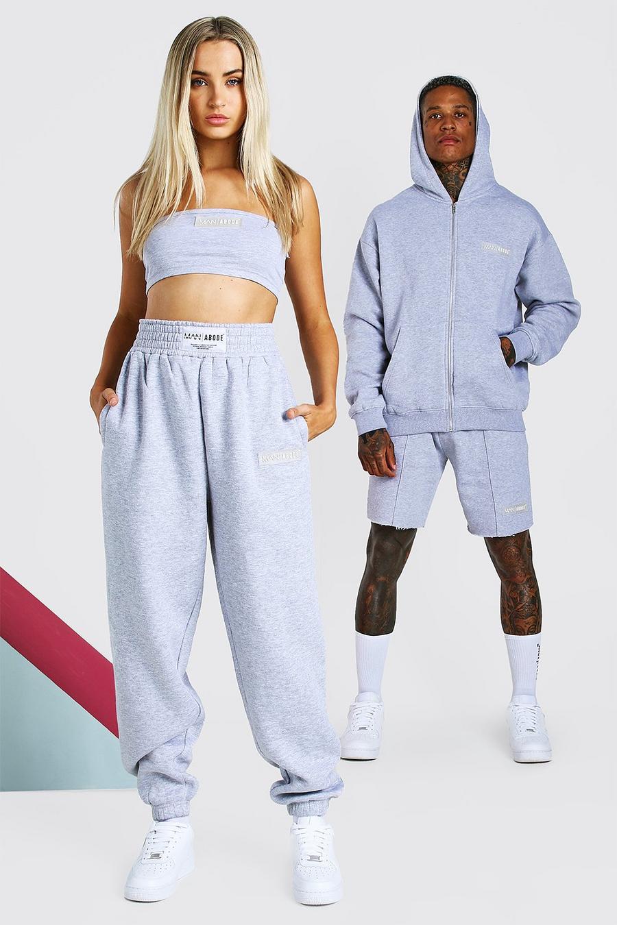 Grey marl Abode Hers Bandeau & Track Pant Set With Woven Tab image number 1