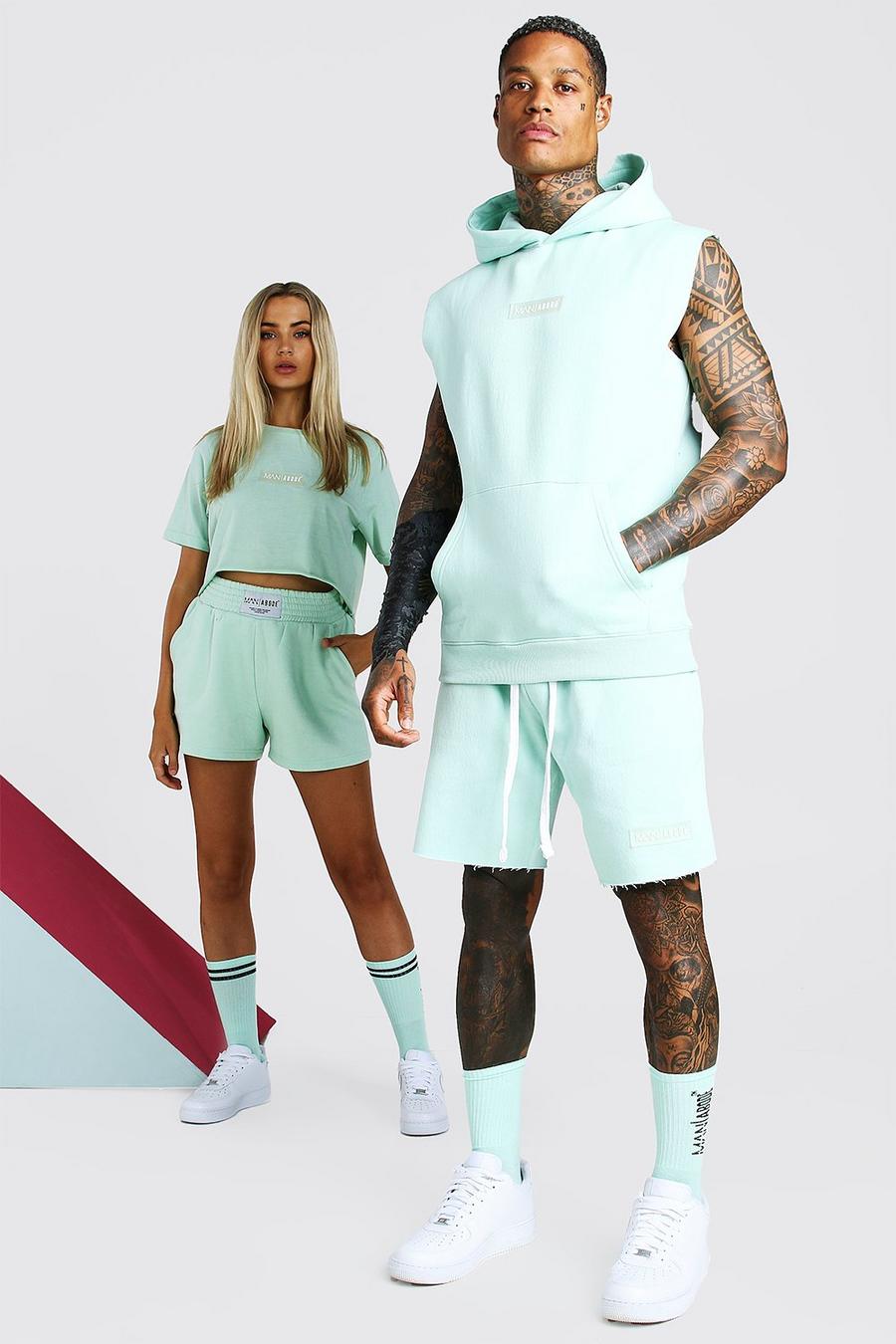 Mint ABODE His Sleeveless Hooded Short Tracksuit image number 1
