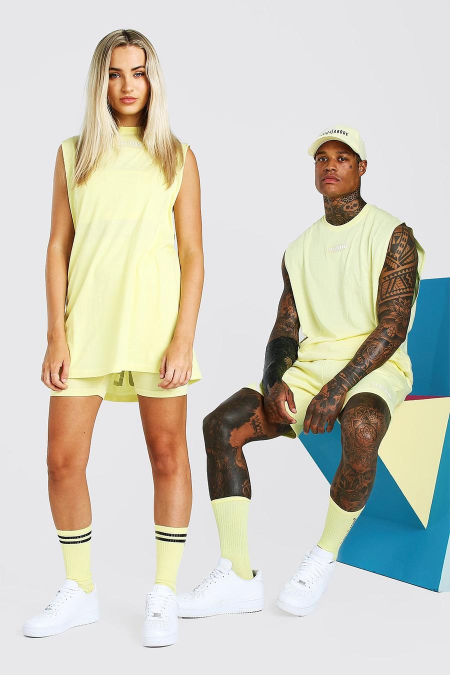 Yellow ABODE Hers Drop Armhole Tank & Cycling Short image number 1