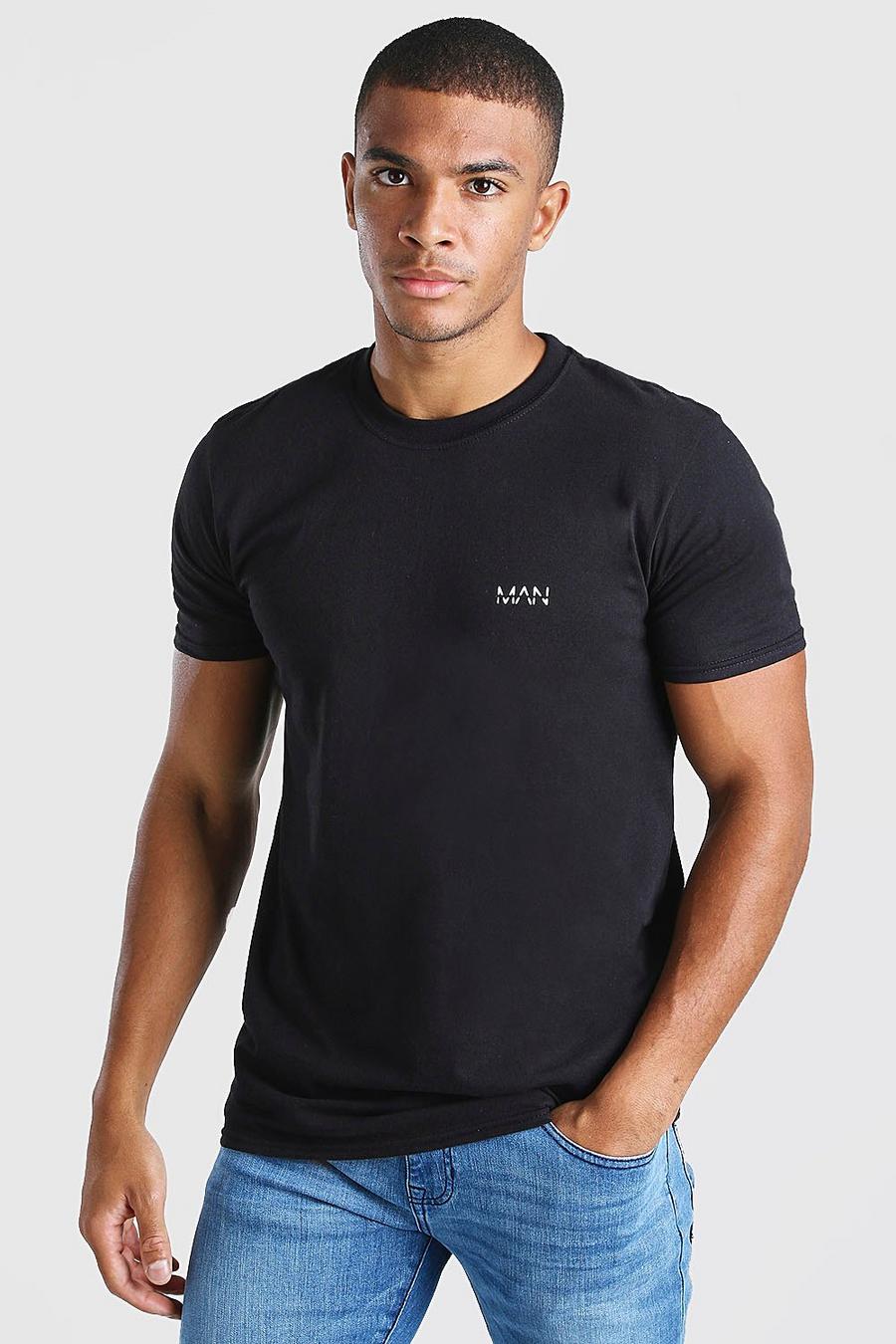 Black Original MAN T-shirt med tryck på bröstet image number 1