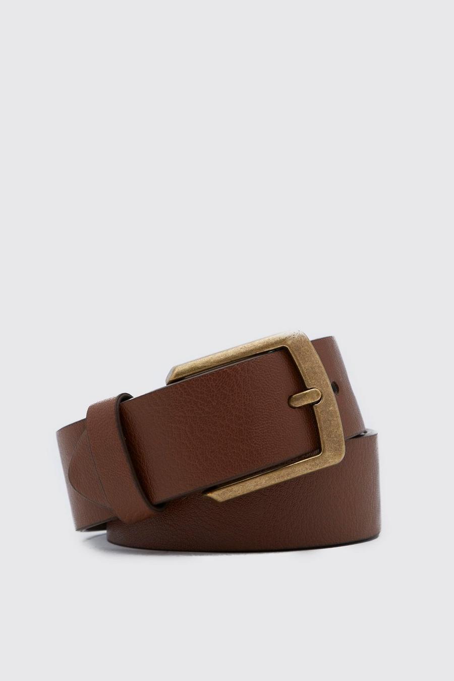 Tan Casual Leather Look Jeans Belt image number 1