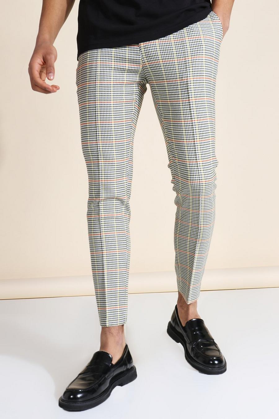 מולטי מכנסיים מחויטים סופר סקיני עם הדפס משבצות וקפל image number 1