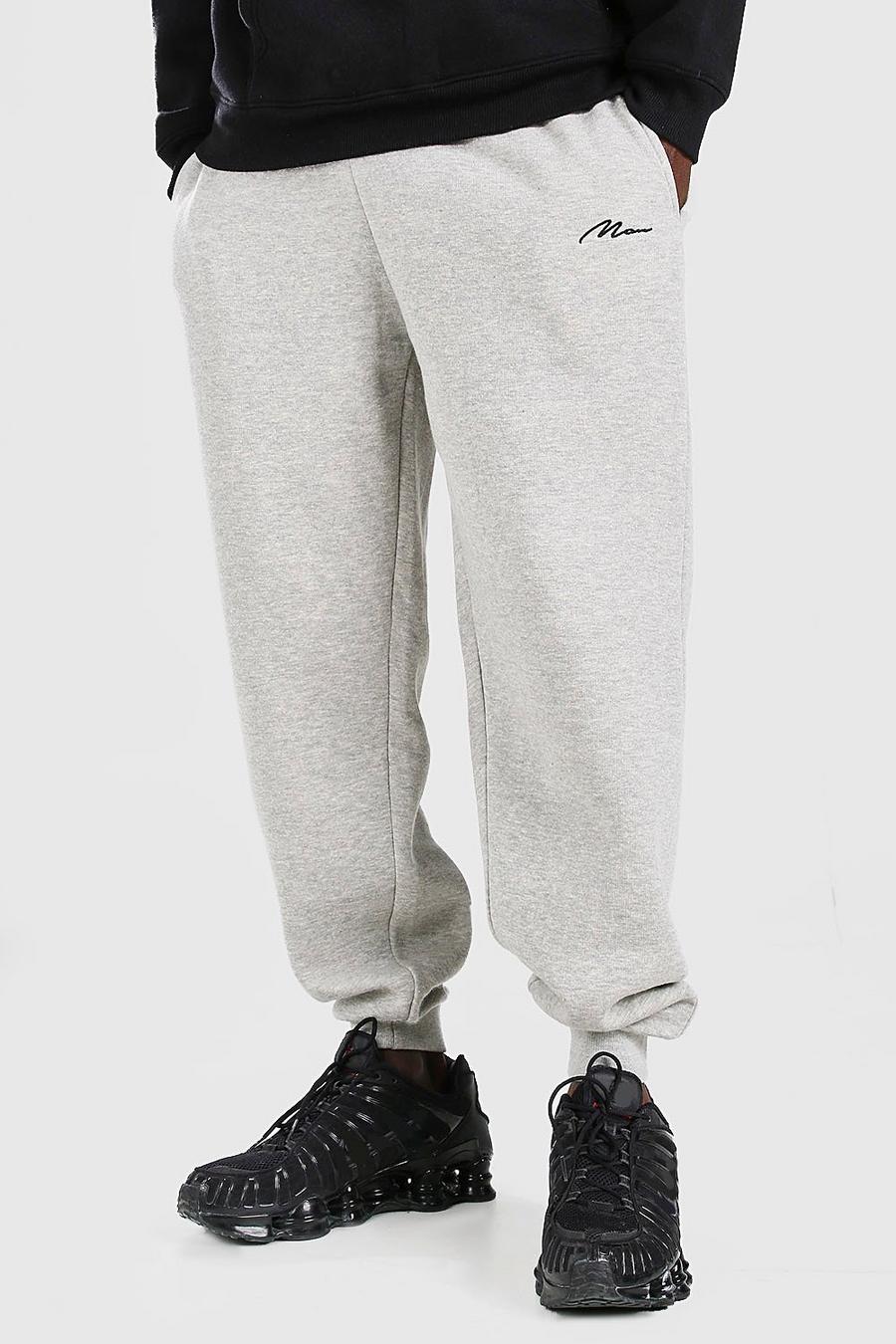 Grey Loose Fit MAN Signature Embroidered Jogger image number 1