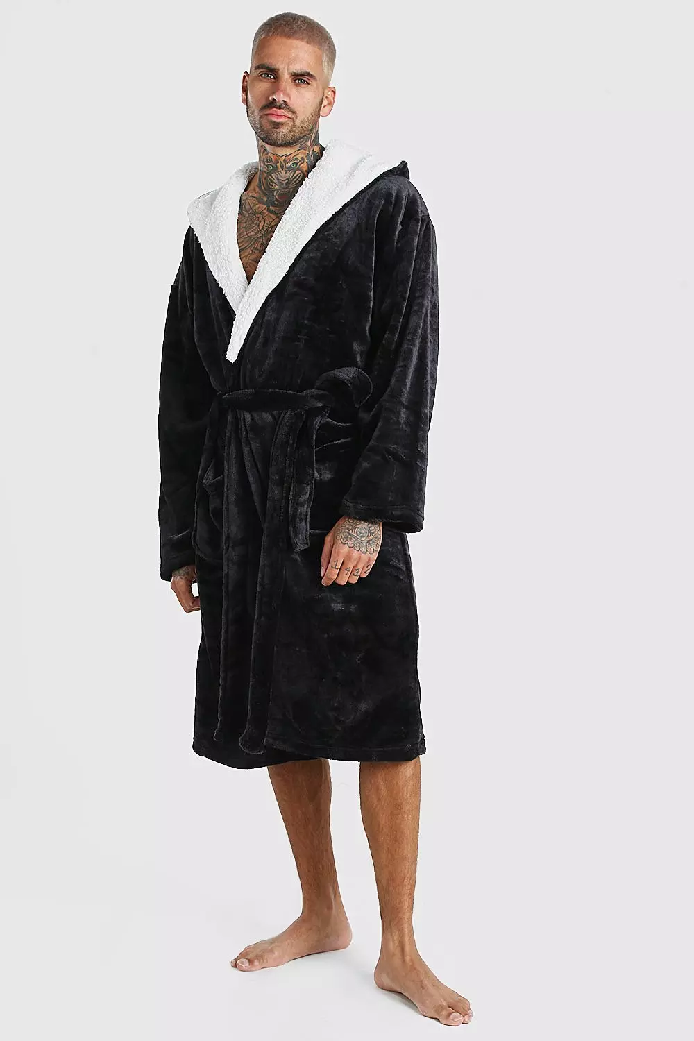 Black fluffy dressing deals gown