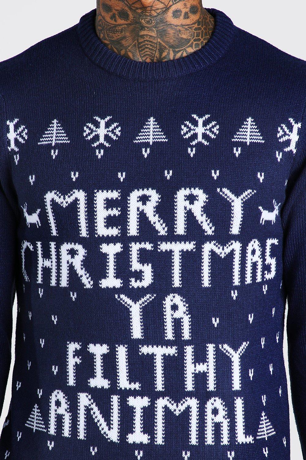 Men's Merry Christmas Ya Filthy Animal | Boohoo UK