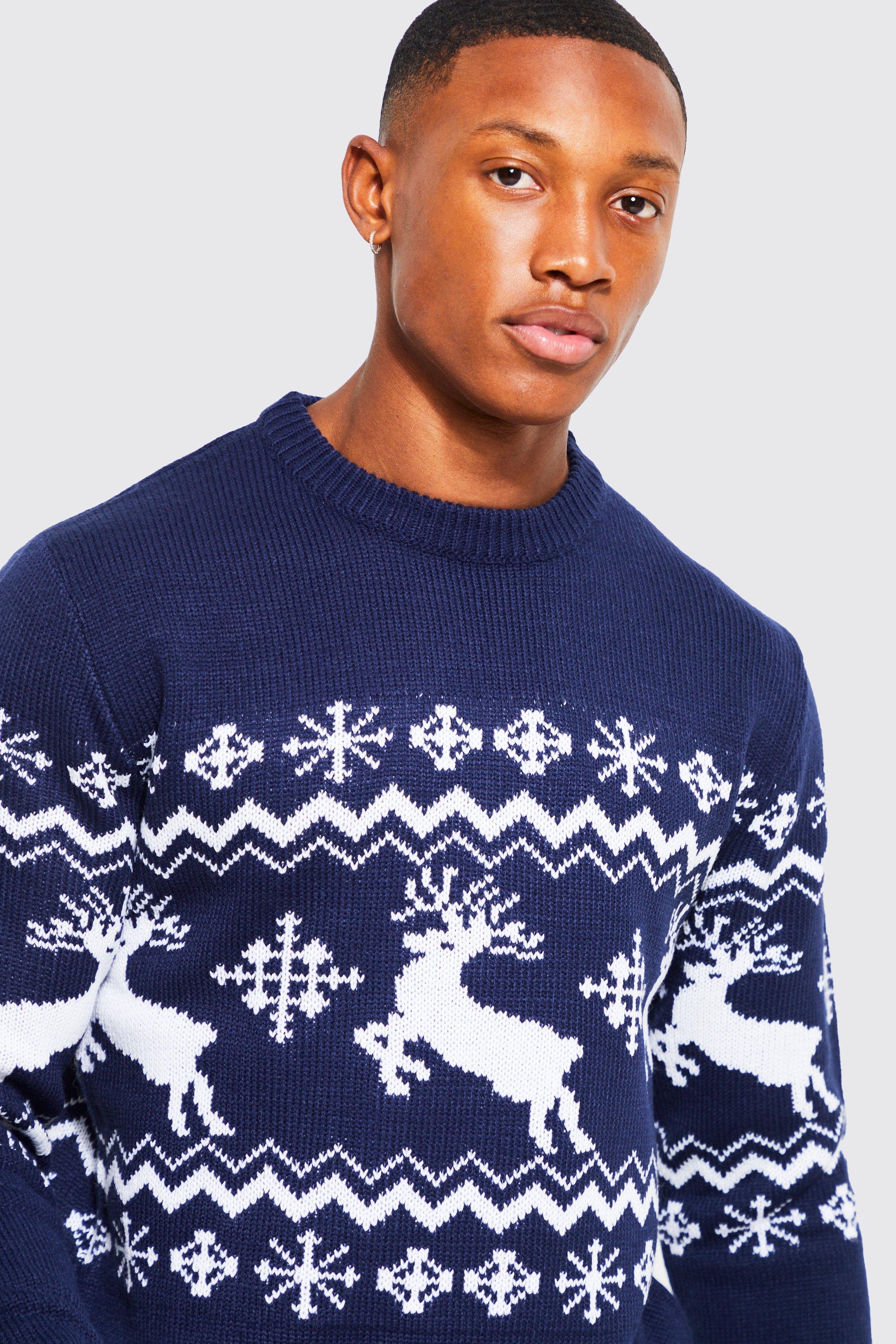 Men's Christmas Sweaters Funny Xmas Sweaters For Men Boohoo USA | Christmas  Men Deer Print Knitted Jumper Sweater Round Neck Pullover Casual Tops  Sweatshirt 