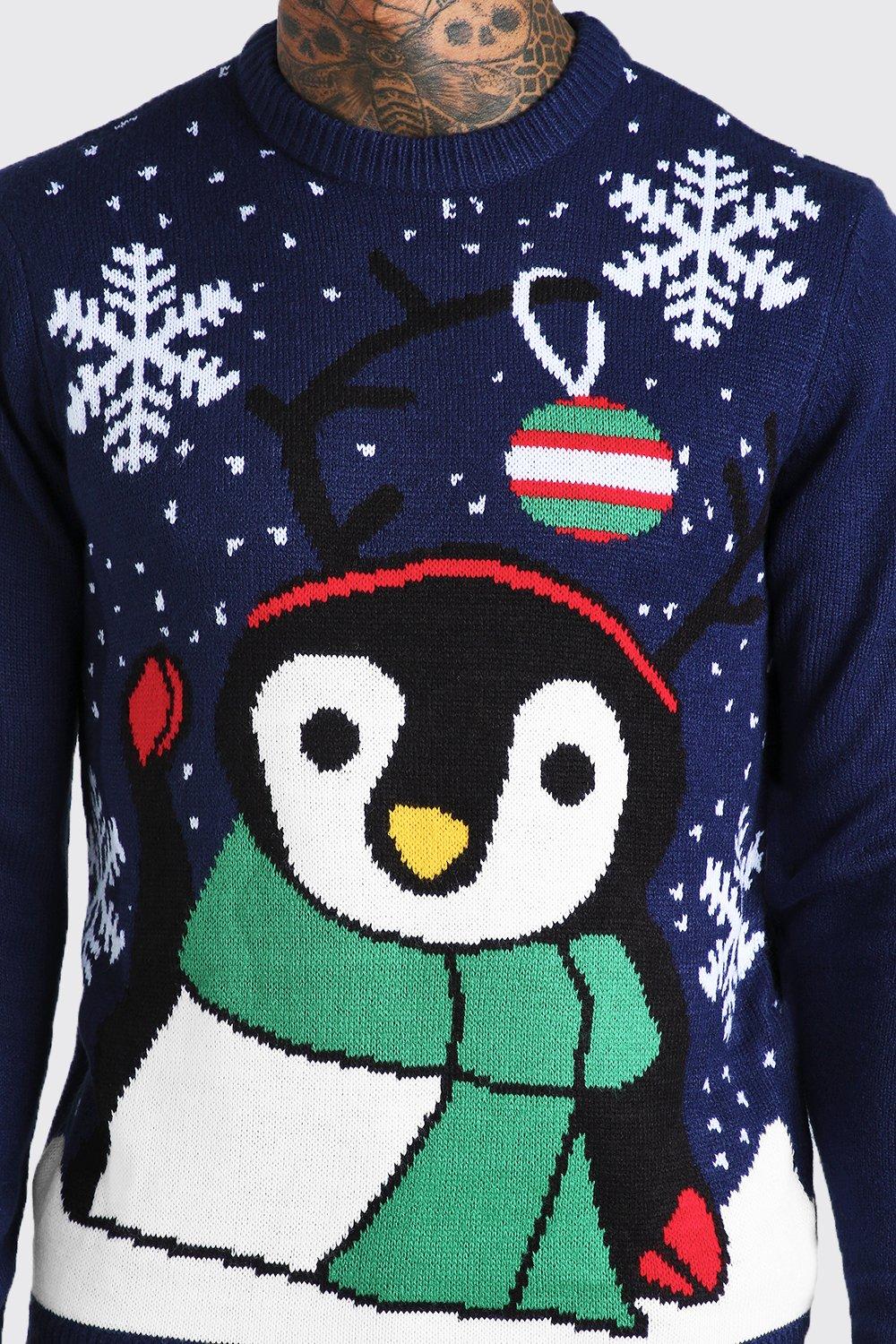 Penguin Sweater Penguin Gift Smile and Wave Mens Womens 