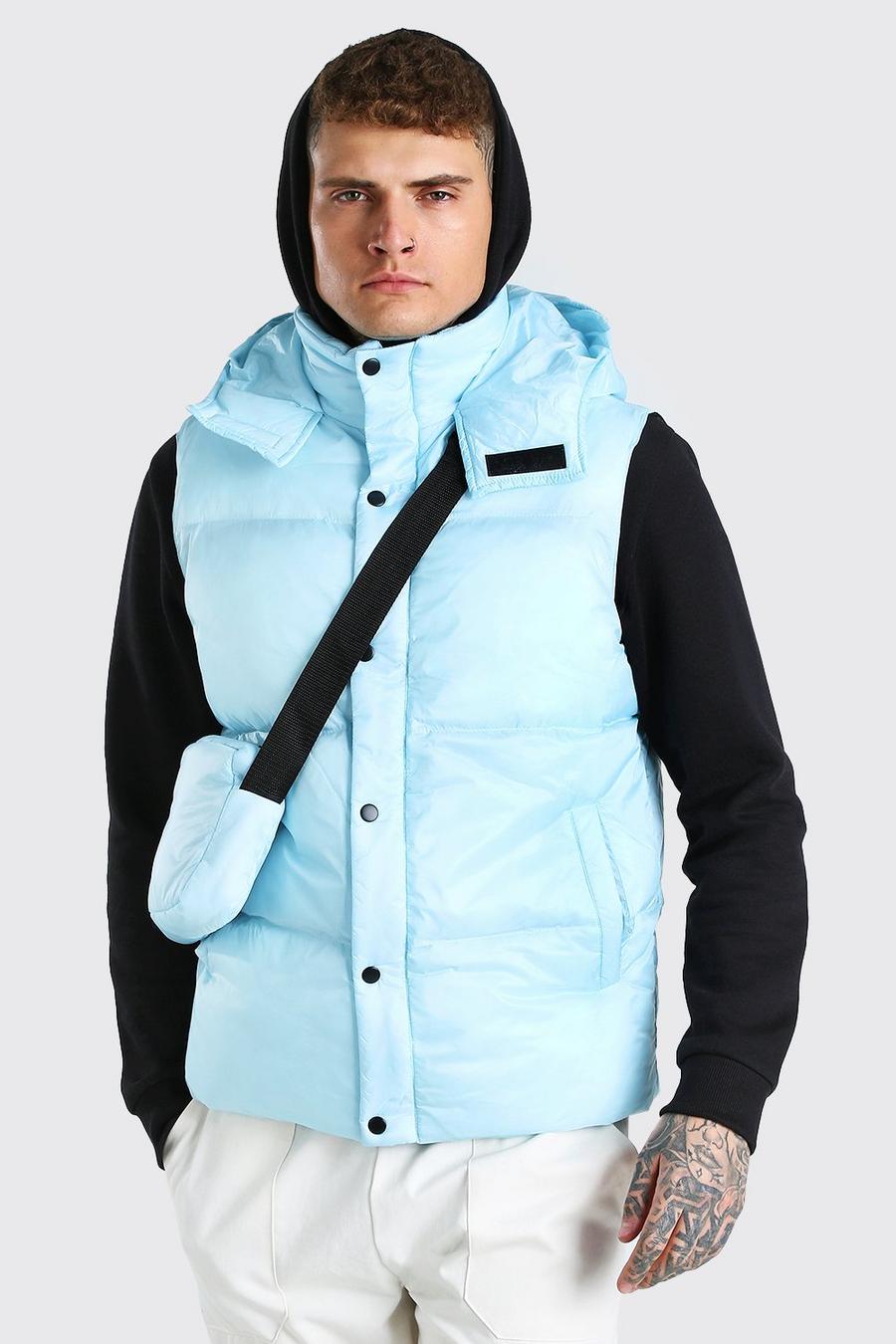 Chaleco 2 en 1 con capucha y bolsa extraíble Xbody, Azul claro image number 1