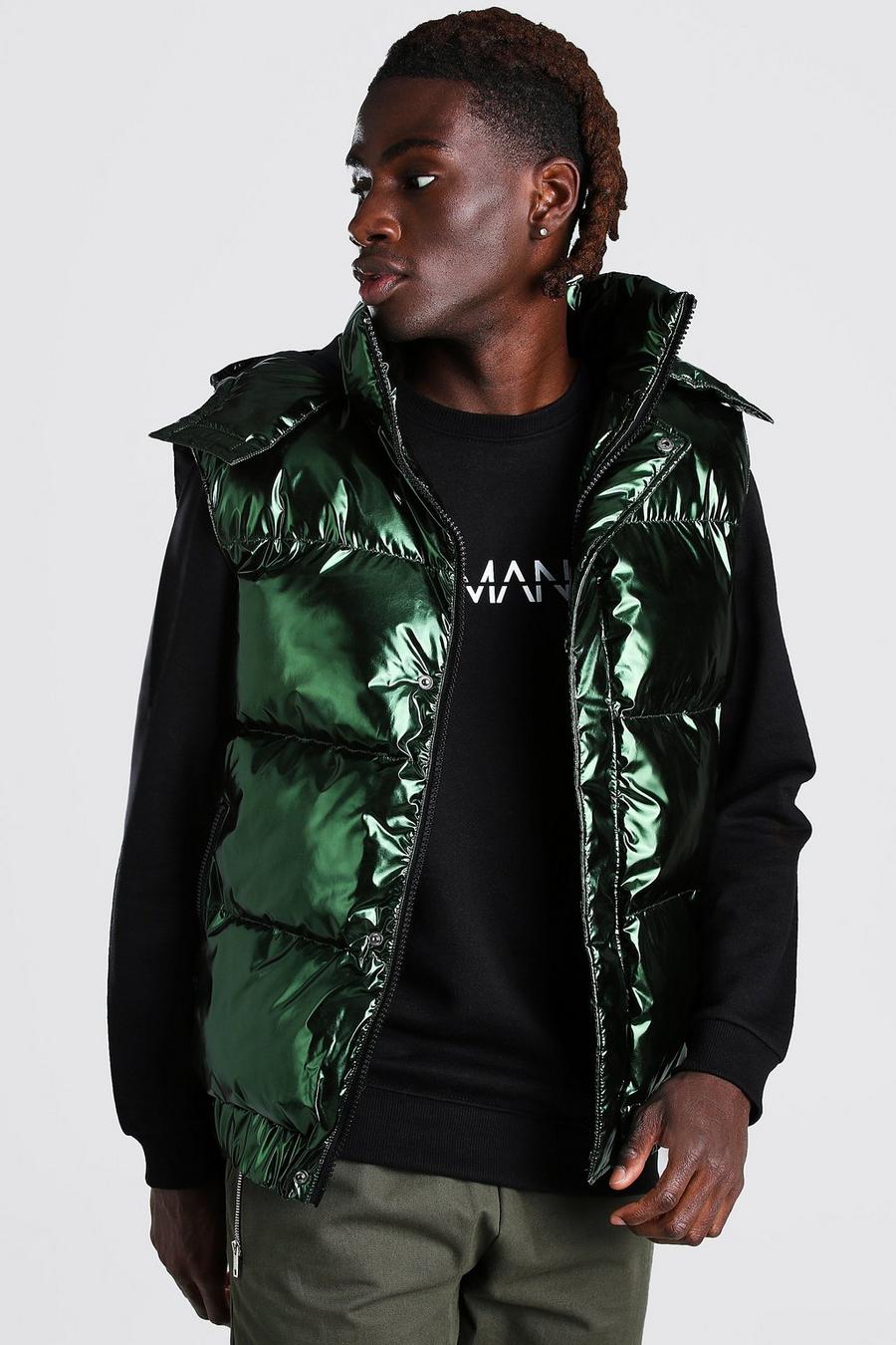 Green Iridescent Hooded Gilet image number 1