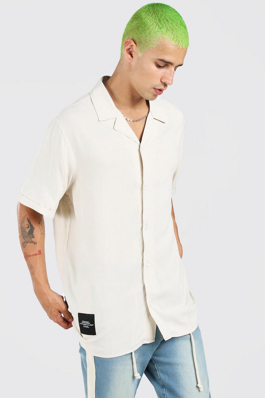 Stone MAN Oversize skjorta med bowlingkrage och etikett bak image number 1
