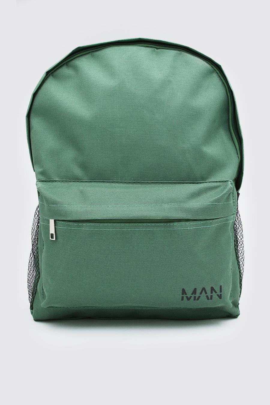 Green Nylon Backpack With MAN Print image number 1