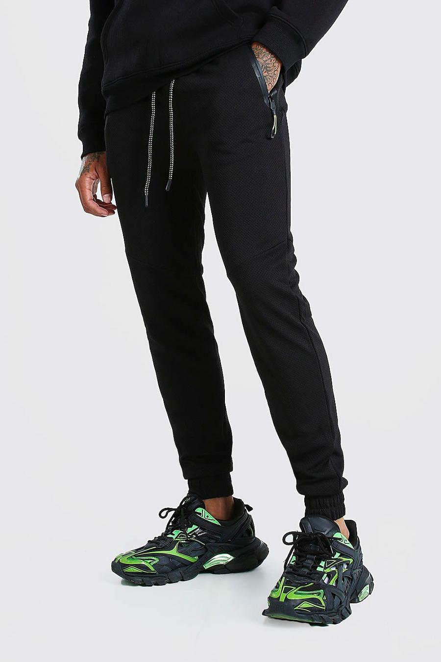 Black Slim Fit Jogger With Side Zips image number 1