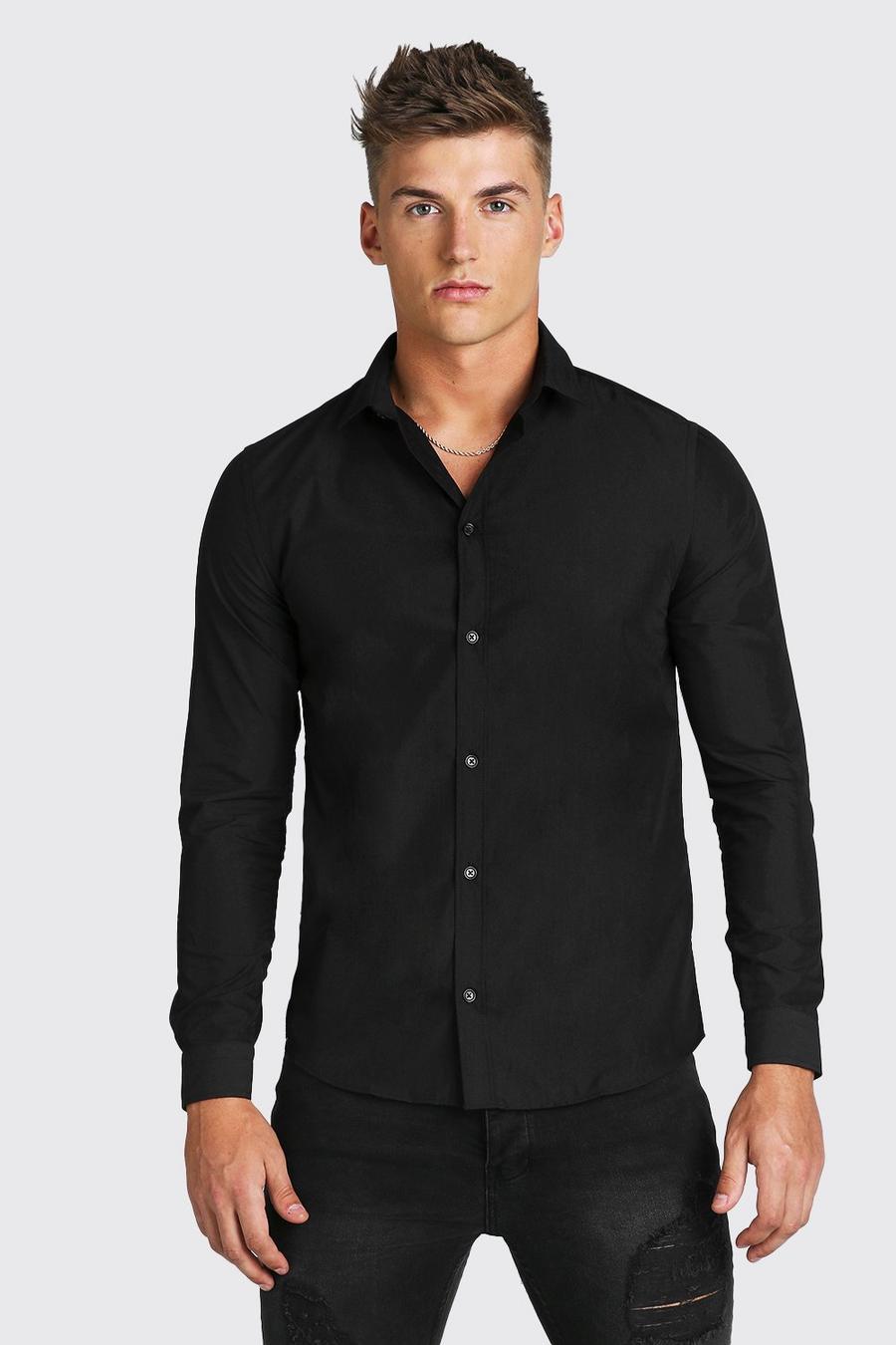 Black Långärmad skjorta i regular fit image number 1